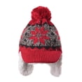thumbnail image 2 of WITHMOONS Knit Fleece Fairs Isle Nordic Ear Flap Pom Beanie Hat DW7565 (Red), 2 of 4