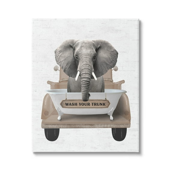 Stupell Industries Wash Your Trunk Elephant Animals & Insects Painting Gallery Wrapped Canvas Print Wall Art, 16 x 20