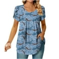 thumbnail image 1 of Womens Fashion Comfortable Casual Round Neck Short Sleeve Print Top Blouse, 1 of 6