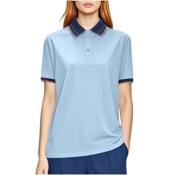 Negro Camisa de Manga Corta Mujeres Sólido Deportes Solapa Camisa Seca, Unisex Manga Corta Ropa de Trabajo Superior para Ocasional