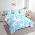 thumbnail image 3 of Manfei Kawaii Bow Letter C Twin Bedding Sets 7-Piece for Girl, Blue Cartoon Monogrammed Bedding Comforter Set, Cute Princess Bow-tie Reversible Sheet Sets, Microfiber Bedroom Decor, 3 of 7
