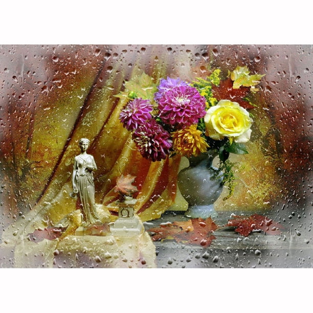 Pintura de diamante (DB3203) Flor 5D DIY Mosaico cuadrado Punto de cruz (C1368) 50x70cm Hugtrwg Para estrenar