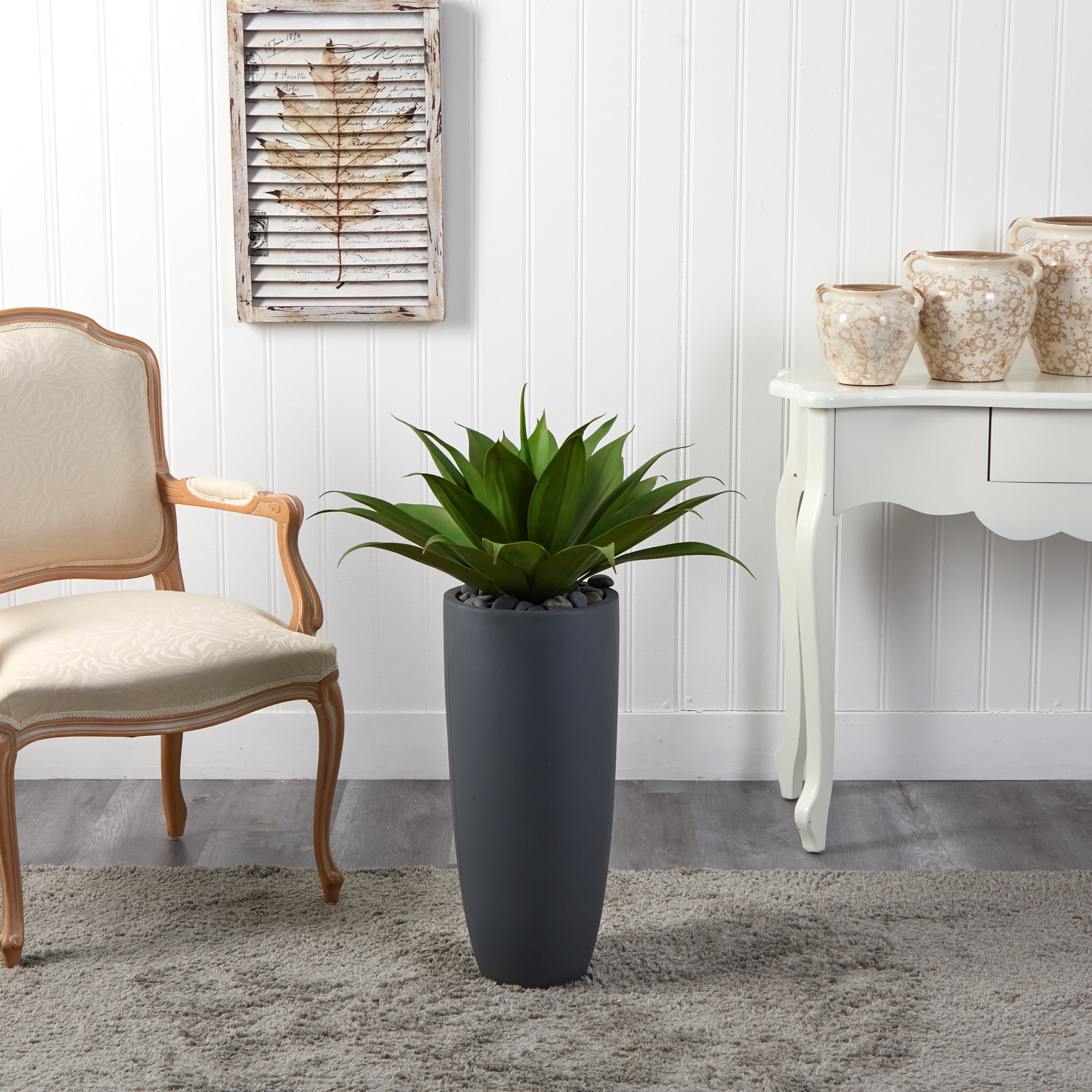 Nearly Natural 38"H Agave Artificial Plant in Gray Cylinder Planter