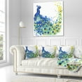 thumbnail image 3 of Designart Exotic Peacock Watercolor - Contemporary Animal Throw Pillow - 16x16, 3 of 5