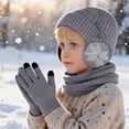 thumbnail image 6 of LIZENG Kids Fleece Lined Hat Scarf Glove Set Winter Thermal Beanie Knitted Neck Warmer Wool Mittens 3 Piece Snow Print Ski Warm Set, 6 of 7