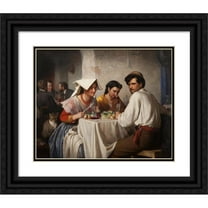 Carl Bloch 24x20 Black Ornate Framed Double Matted Museum Art Print Titled: In a Roman Osteria (1866)
