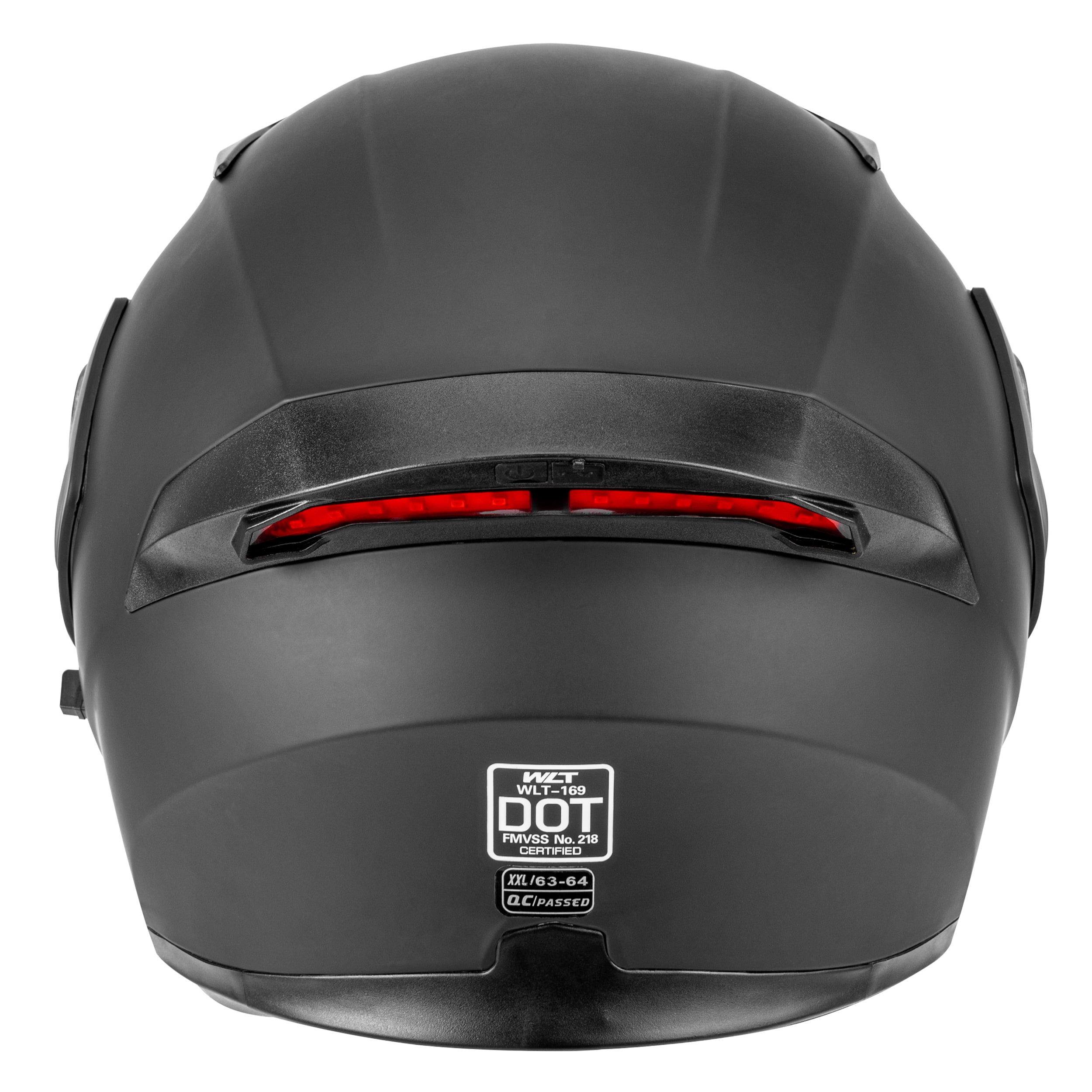 Oumurs DOT New Motorcycle Bike Modular Full Face Helmet, Matt Black, with LED Tail Light, L