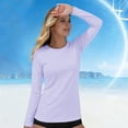 thumbnail image 4 of Women's UPF50+ Rash Guard Sun Shirts, Long Sleeve UV Protection Quick Dry Shirt for Women Workout Hiking Swimming Tops(Purple1,S), 4 of 7