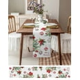 thumbnail image 3 of Christmas Balls Burlap-Cotton Table Runner 90 Inches Long,Red Green Xmas Botanical Poinsettia Farmhouse Table Runners,Outdoor Dining Tablecloths Decor for Baby Shower Party Wedding 13x90, 3 of 9