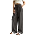 thumbnail image 2 of Mifsaly Women Pants Casual High Waist Wide Leg Palazzo Pants Lightweight Relaxed Fit Comfort Bottoms for Beach Lounge Work and Travel Gray,XL, 2 of 7