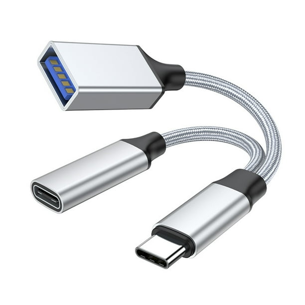 Adaptador USB C tipo OTG para teléfono móvil 2 en 1 C tipo a USB 3.0, cargador PD con computadora portátil y mesa