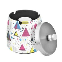 Yayeee Ashtray with Lid for Cigarette Smokeless Stainless Steel Home Ash Holder, Pink Simple Shapes