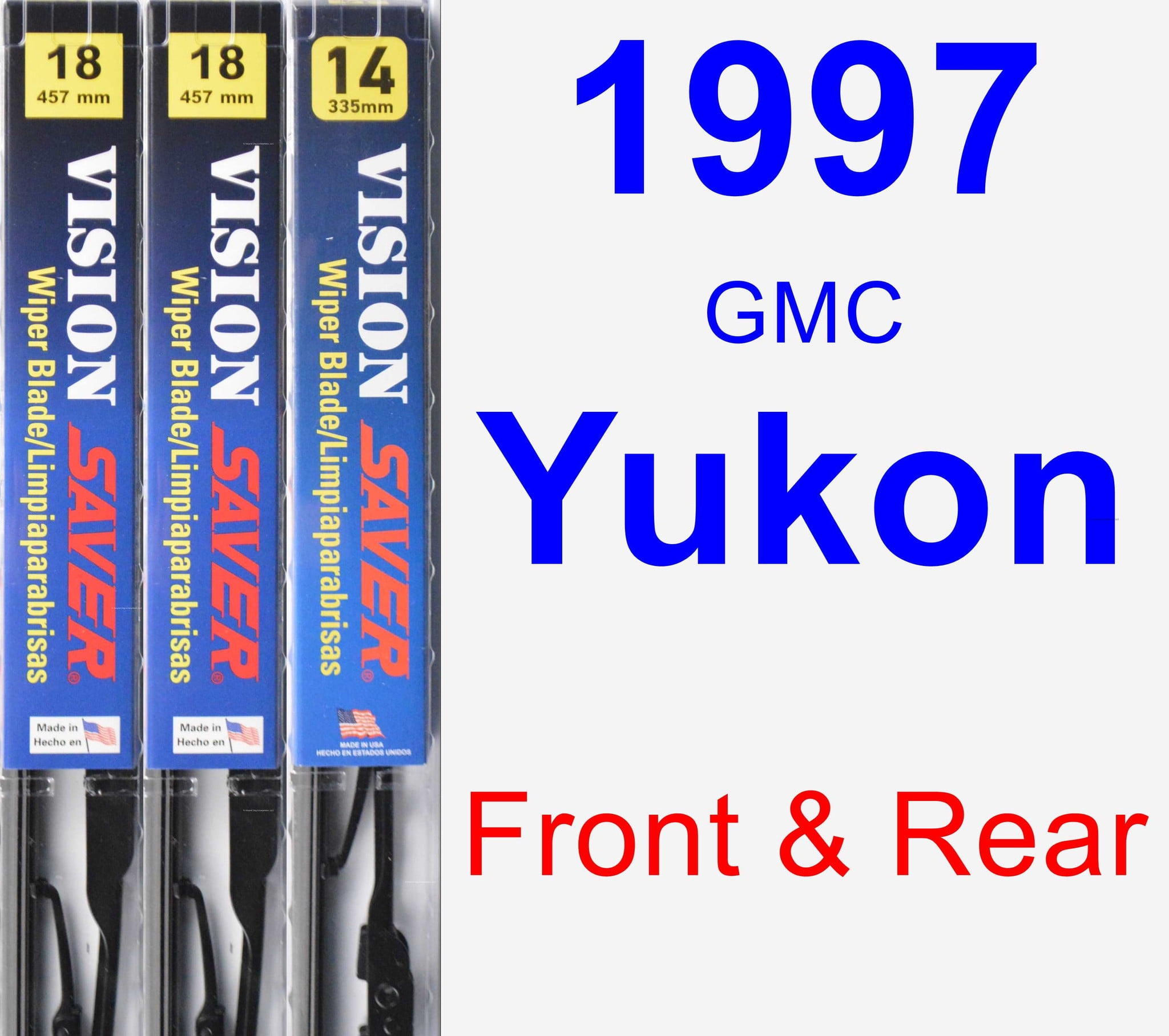 1997 GMC Yukon Wiper Blade Set/Kit (Front & Rear) (3 Blades) Vision