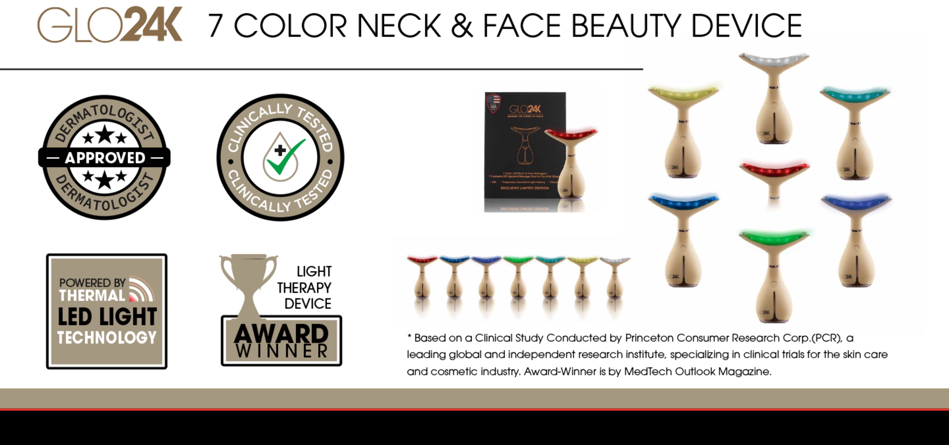 GLO24K 7 Color LED Neck and Face Beauty Device - Limited Edition