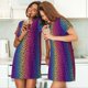 thumbnail image 4 of Balery Leopard Neon Rainbow Gradient Camisón de manga corta con cuello redondo para mujer, cómodo y elegante., 4 of 6