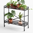 thumbnail image 3 of Zhongma 2 Tier Sturdy Metal Plant Stand with Wheels, 40.5x16x39.4 Inch High, Heavy Duty Succulent Shelf for Home Indoor and Outdoor, 440 LBS Capacity & Heavy Duty Construction Brand: Zhongma, 3 of 7