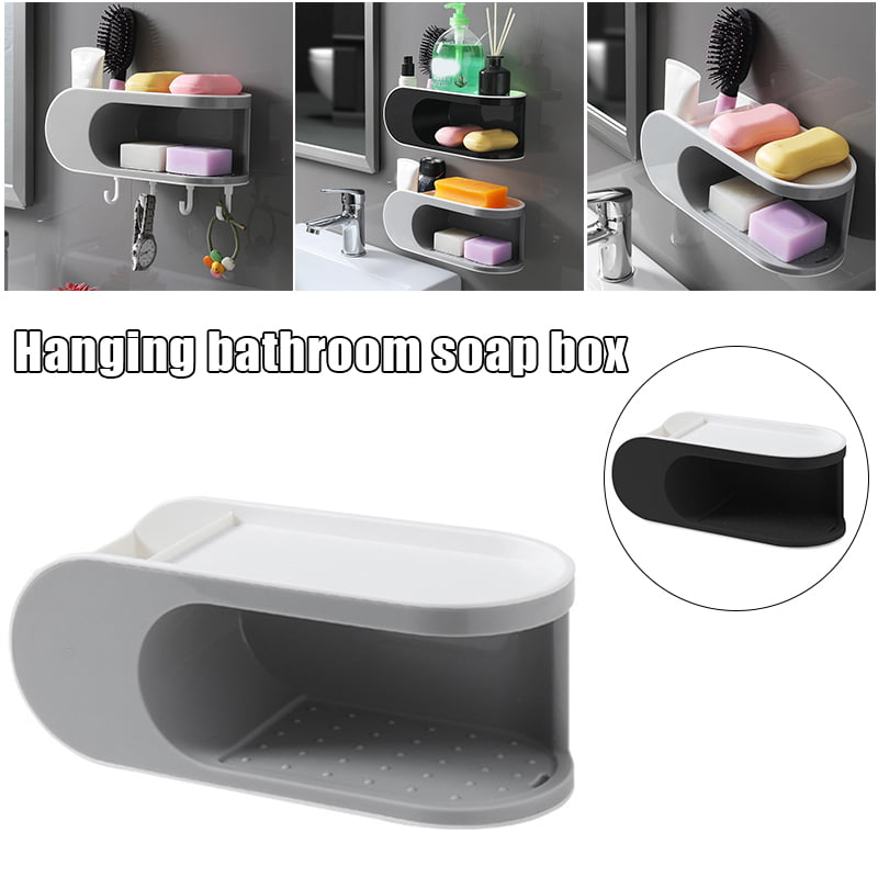 Nordic Bathroom Wall Mount Double Layer Sponge Soap Rack Holder Drain Dish T DI 