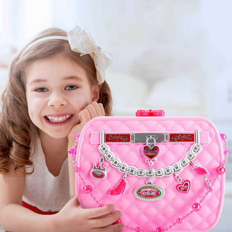Kids Vanity Set Handbag with Mirror Lipstick Nail Polish Kit Toys for Girls 3 6 Years Christmas Birthday Gift