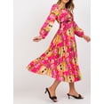 thumbnail image 6 of Arvbitana Women Casual Long Dress V-neck Fashion Print Long Sleeve A-Line Pleated Dress Swing Flowy Midi Dress for Beach Club Streetwear, 6 of 6