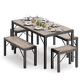 thumbnail image 6 of 6 Person Capacity Kitchen Dining Ensemble, 63 Inch Size Table with Bench & Stools for Daily Family Meals, Grey, 6 of 10