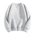 thumbnail image 3 of Crewneck Sweatshirts for Men 2025 Fall Winter Long Sleeve Lined Plain Basic Sweatshirt Pullover Tops, 3 of 5