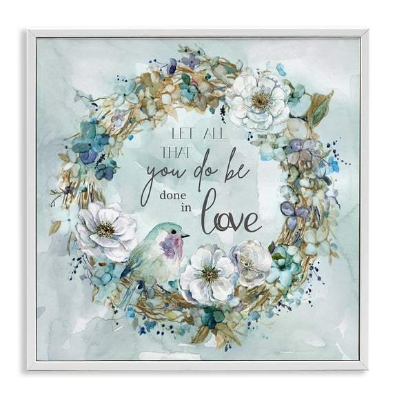 Stupell Industries Farmhouse All You Do Done In Love Wreath White Framed Giclee Art, 12 x 12, by Carol Robinson