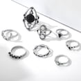 thumbnail image 3 of Rings for Women & Girls 8 PCS Set, Stackable Knuckle Ring Boho Bohemian Vintage Geometric Gem Stone Jewel Moon Marble Pattern Finger Rings Teens (Silver), 3 of 5