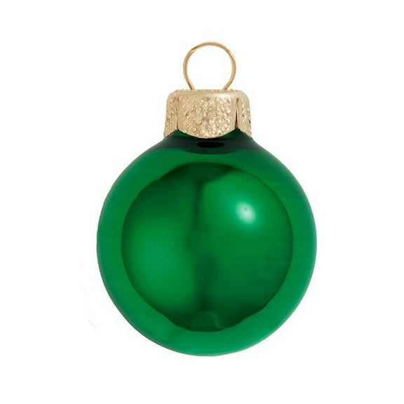 Whitehurst 1.25 Glass 20 pcs Christmas Ornaments, Green Shiny, 1.25"