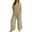 Khaki, variant on Costeam Womens Short Sleeve Two Piece Linen Cotton Outfit Solid V Neck Top Drawstring Wide Leg Pants Side Pocket High Waist Loose Casual Matching Set Tracksuit