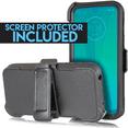 thumbnail image 2 of for 6.2" Motorola Moto G7 Armor Holster Belt Clip Kickstands Hybrid Shockproof Bumper Screen Protector Dual Layer Raised Bevel Design Enhance Camera Aim At All Buttons & Sockets Case + [Black], 2 of 4