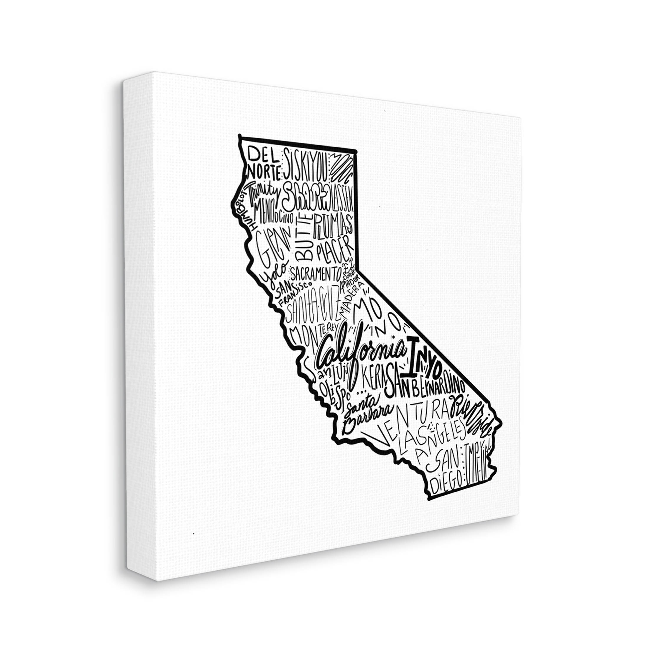 Stupell Industries California State Cities Typography Map Graphic Art Gallery Wrapped Canvas Print Wall Art, Design by The Saturday Evening Post