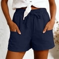 thumbnail image 2 of vigerkar Summer Shorts Casual High Waist Drawstring Shorts with Pockets, Lightweight Baggy Beach Vacation Shorts, Resort Lounge Bottoms, Going Out Comfy Trendy (Navy, 4XL), 2 of 5