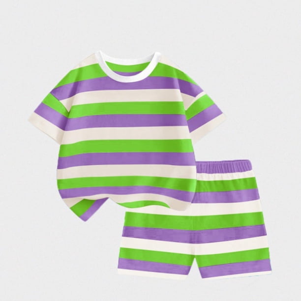 Conjuntos de blusas y camisas de cuello redondo y manga corta a rayas para niño Camiseta de manga corta con cuello redondo Camiseta informal de media manga para uso diario para bebé Camiseta de algodó