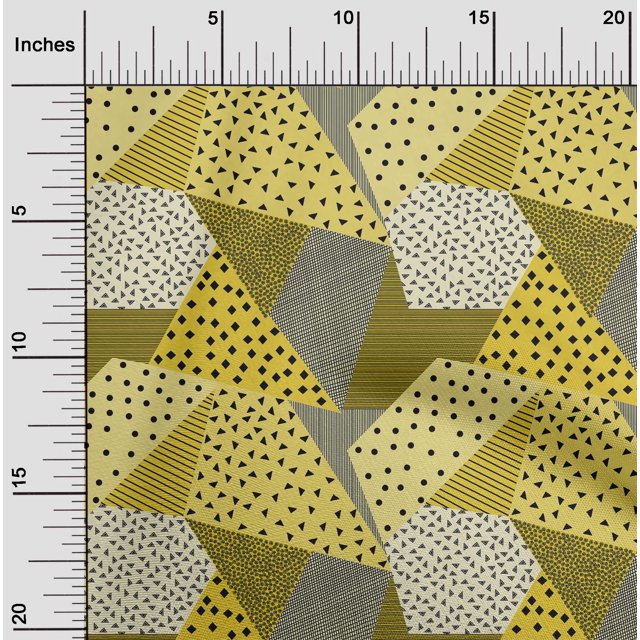 oneOone Cotton Poplin Yellow Fabric Dot|Check & Triangle Geometric Sewing Craft Projects Fabric Prints By Yard 56 Inch Wide