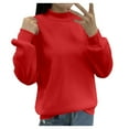 thumbnail image 2 of Womens Sweatshirts Women's Solid Color Sweatshirt Women's Lined Small Turtleneck Loose Casual Long Sleeve Crew Neck Sweatshirt Solid Color Hoodless Pullover, 2 of 4