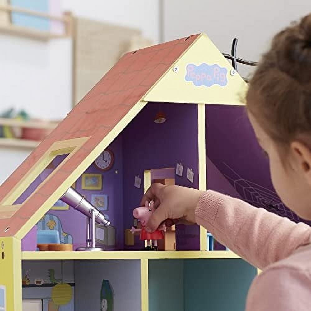 Peppa Pig Wooden Deluxe Playhouse Toy Set 8 Rooms, 2 Figures & 29 Accessories