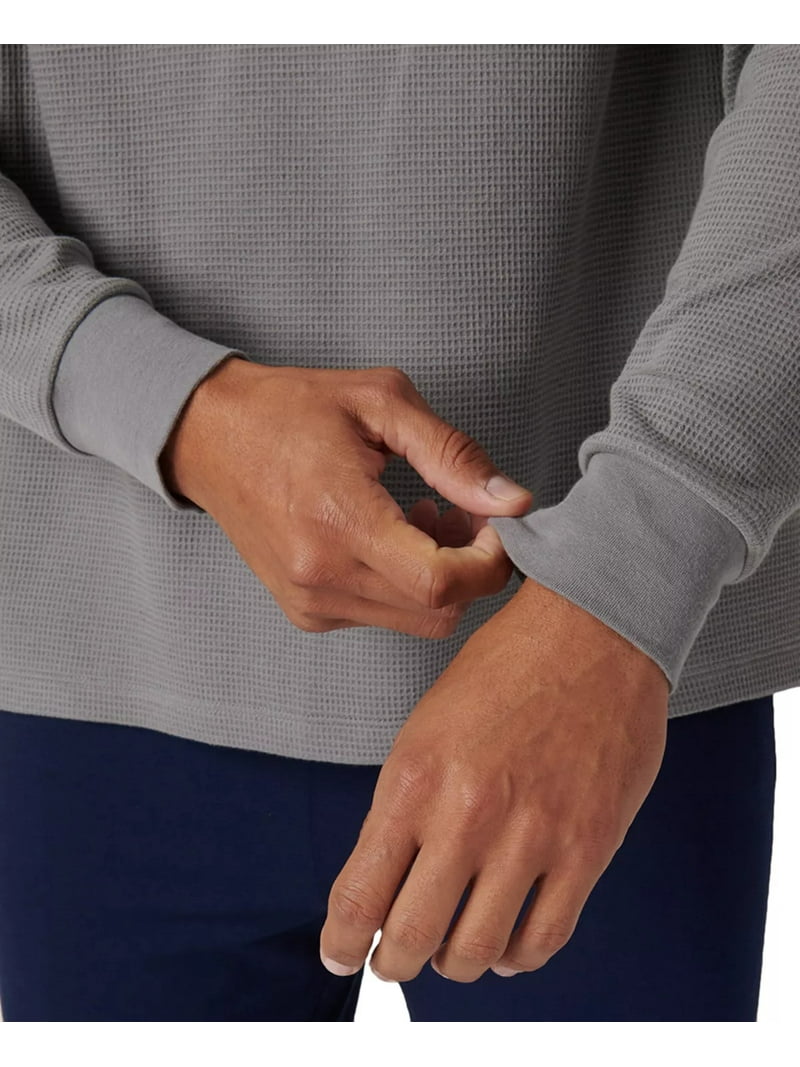 Lacoste Grey Men's Waffle-Knit Thermal Sleep Shirt, Medium, Cotton
