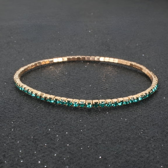DESIGNICE 5 Pcs Rhinestone Bracelet Crystal Bracelet Beaded Stretch Strand Stacked Bracelet Stacking Bracelets for Women-Green