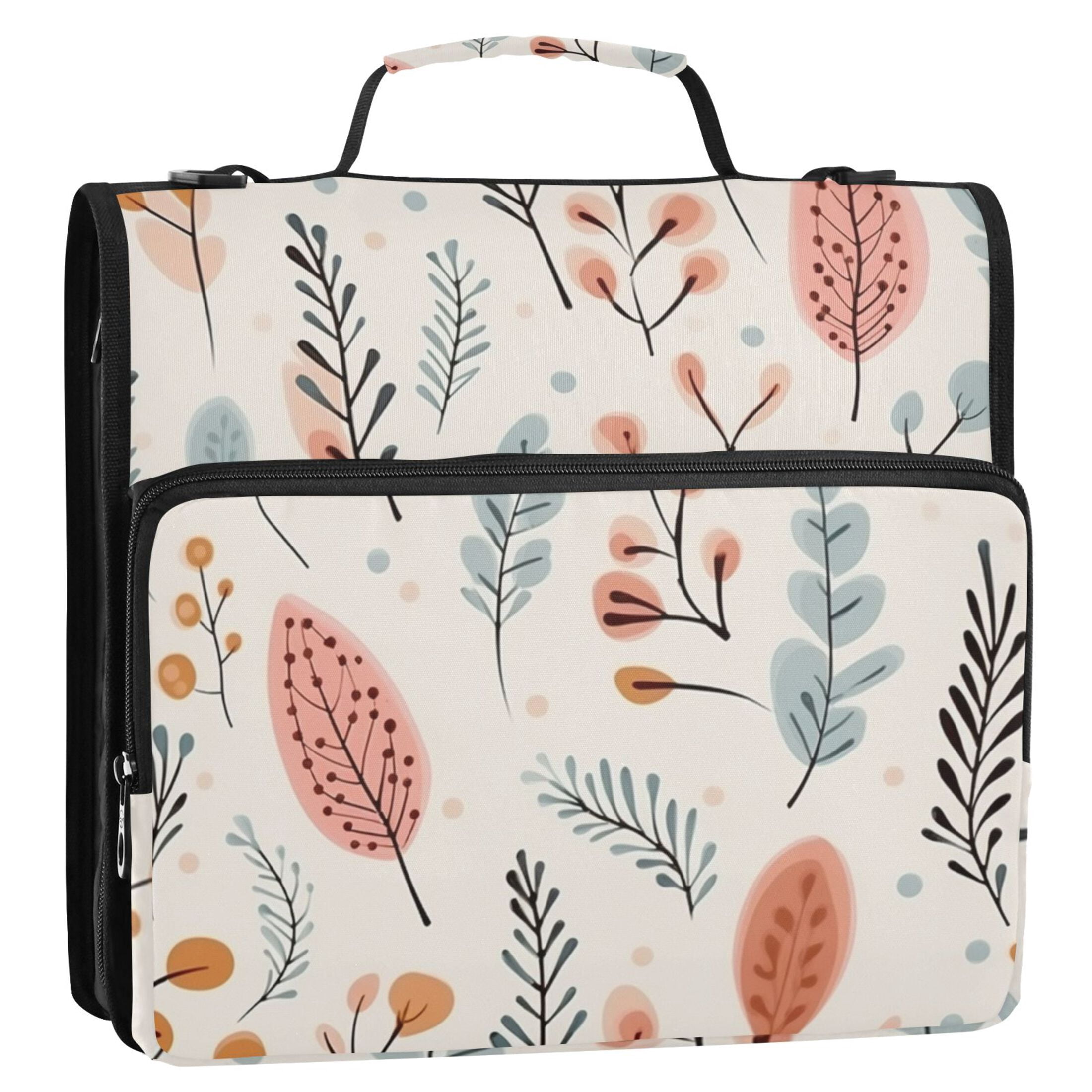 ALAZA Zipper Binder Leaves 3 Ring Trapper Keeper File Folder Organizer Bag