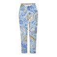 thumbnail image 5 of kaondbfi Women's Linen Printed Casual Pants Summer Lightweight Elastic Waist Beach Vacation Trousers with Pockets, 5 of 9