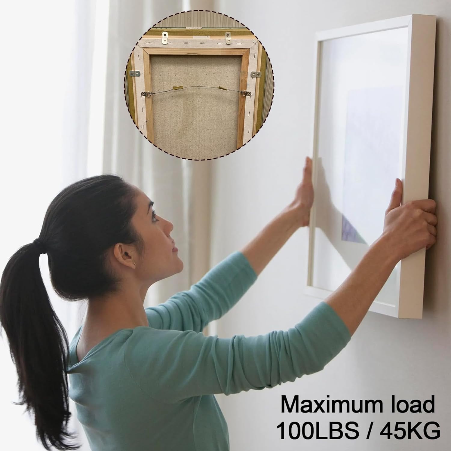 JJEAN-100 lbs Picture Frame Hangers Hooks with Nails, Picture Hanging Hooks, Heavy Duty Plaster Wall Pro Photo/Heavy Mirror Hanging Kit (20 Pack)