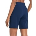 thumbnail image 3 of BALEAF Women's 7" Athletic Long Shorts High Waisted Running Bermuda Shorts with Pockets Navy Large, 3 of 6