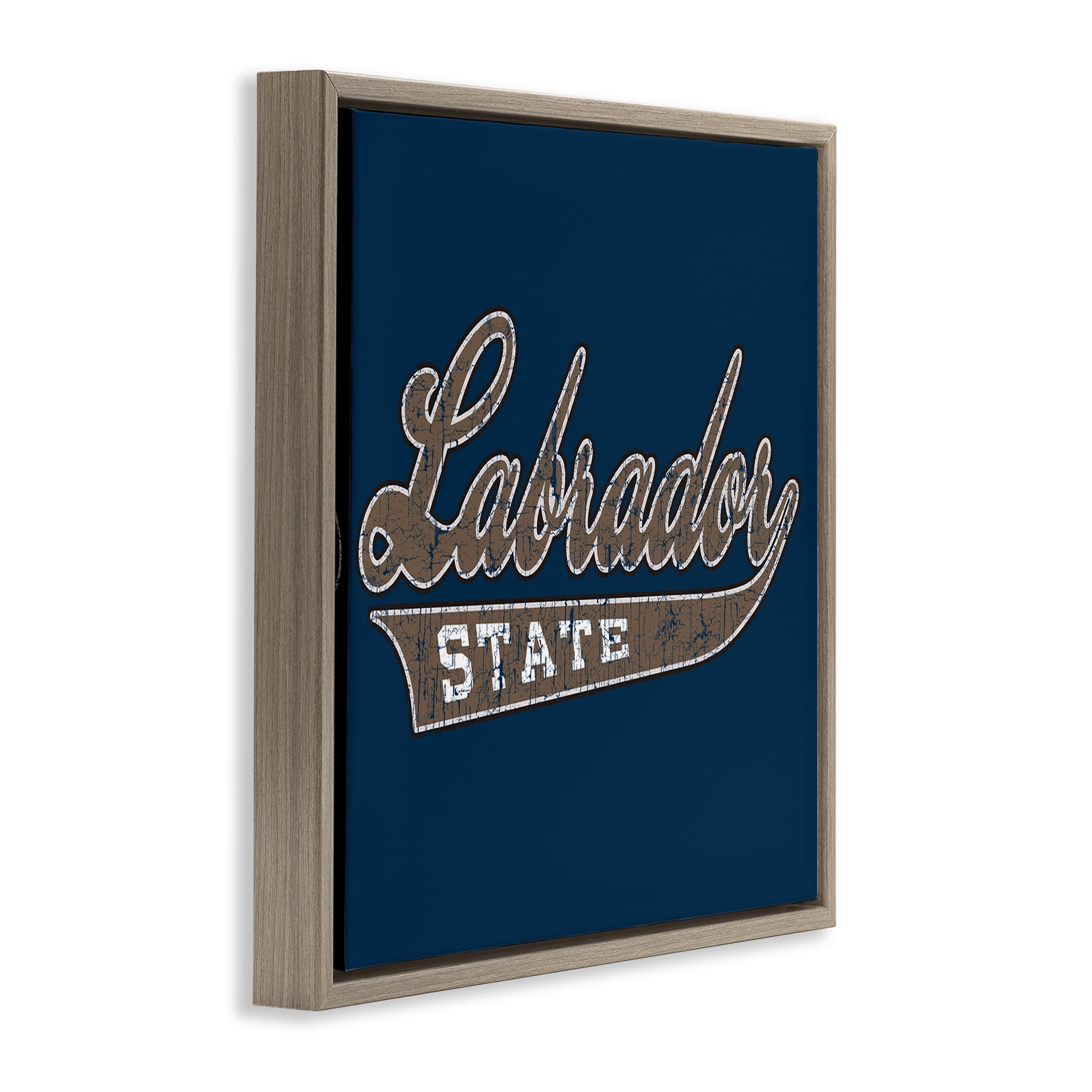Stupell Industries Labrador State Varsity Novelty & Humor Painting Brown Floater Framed Canvas Art Print Wall Art, 25 x 25