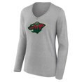 thumbnail image 2 of Women's  Gray Minnesota Wild Primary Logo Long Sleeve V-Neck T-Shirt, 2 of 3