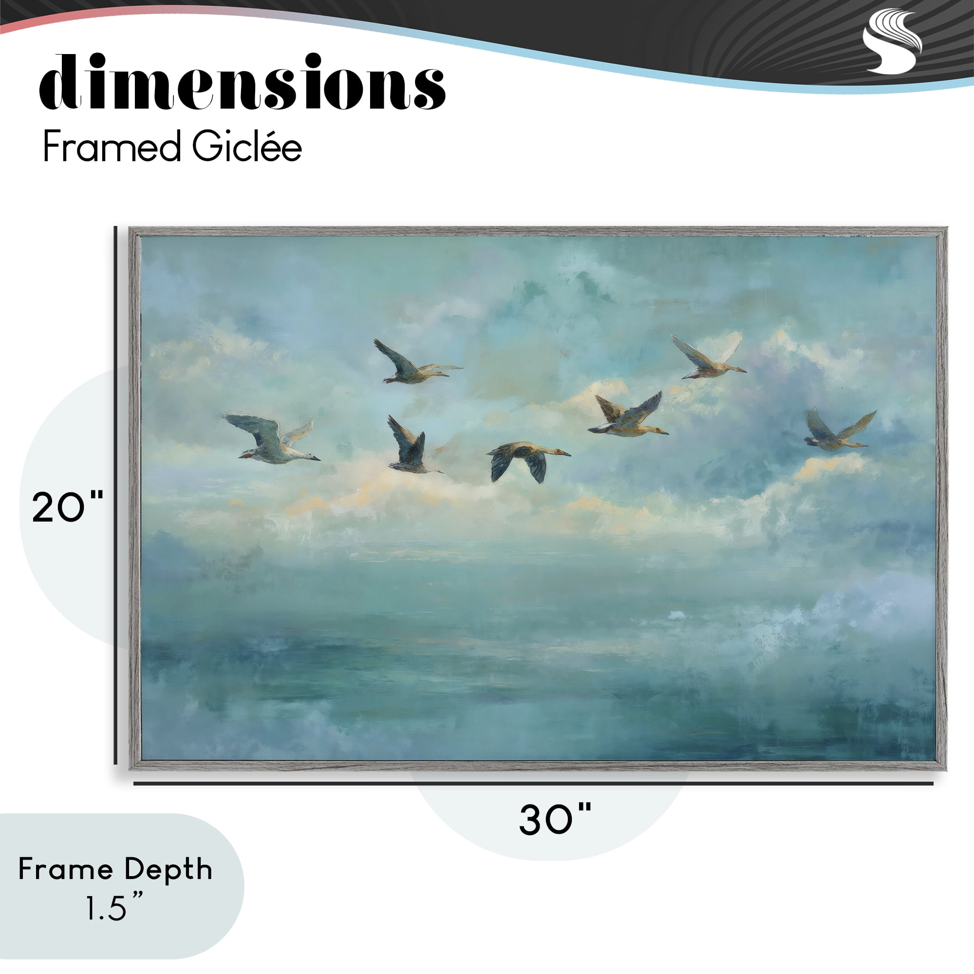 Stupell Industries Blue Skies Geese Gray Framed Giclee Art, design by Petal Prints Design