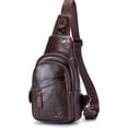 thumbnail image 1 of SCHLATUM Bolso Cruzado de Cuero Genuino para Hombre, Color Café, 1 of 9