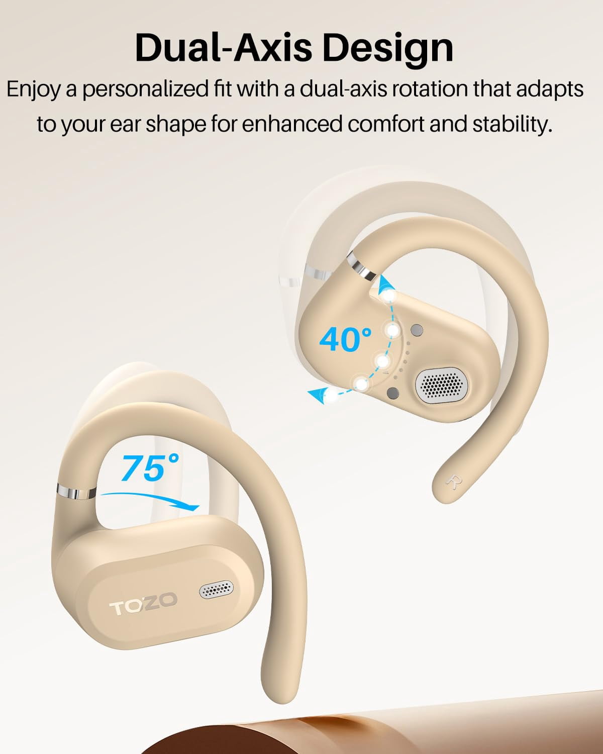 TOZO AI Translation Open Ear Bone Conduction Headphones, 145+ Languages, 60H, Stereo Bass with APP-5EQ, Touch Control, IPX6 Waterproof Lightweight Sports Headphones for Workout Gym, Office