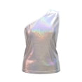 thumbnail image 3 of GiLiling Girls One Shoulder Sparkly Sequin Dance Vest Metallic Tank Top Y2K Dancewear for Teen Girls Summer Beach (Silver, 18-24 Months), 3 of 3
