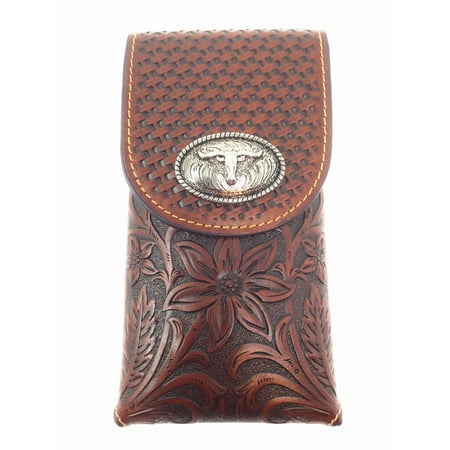 Cowboys Cell (Western Cowboy Medium Size Genuine Leather Longhorn Smartphone Galaxy Iphone Holder Holster Cellphone)