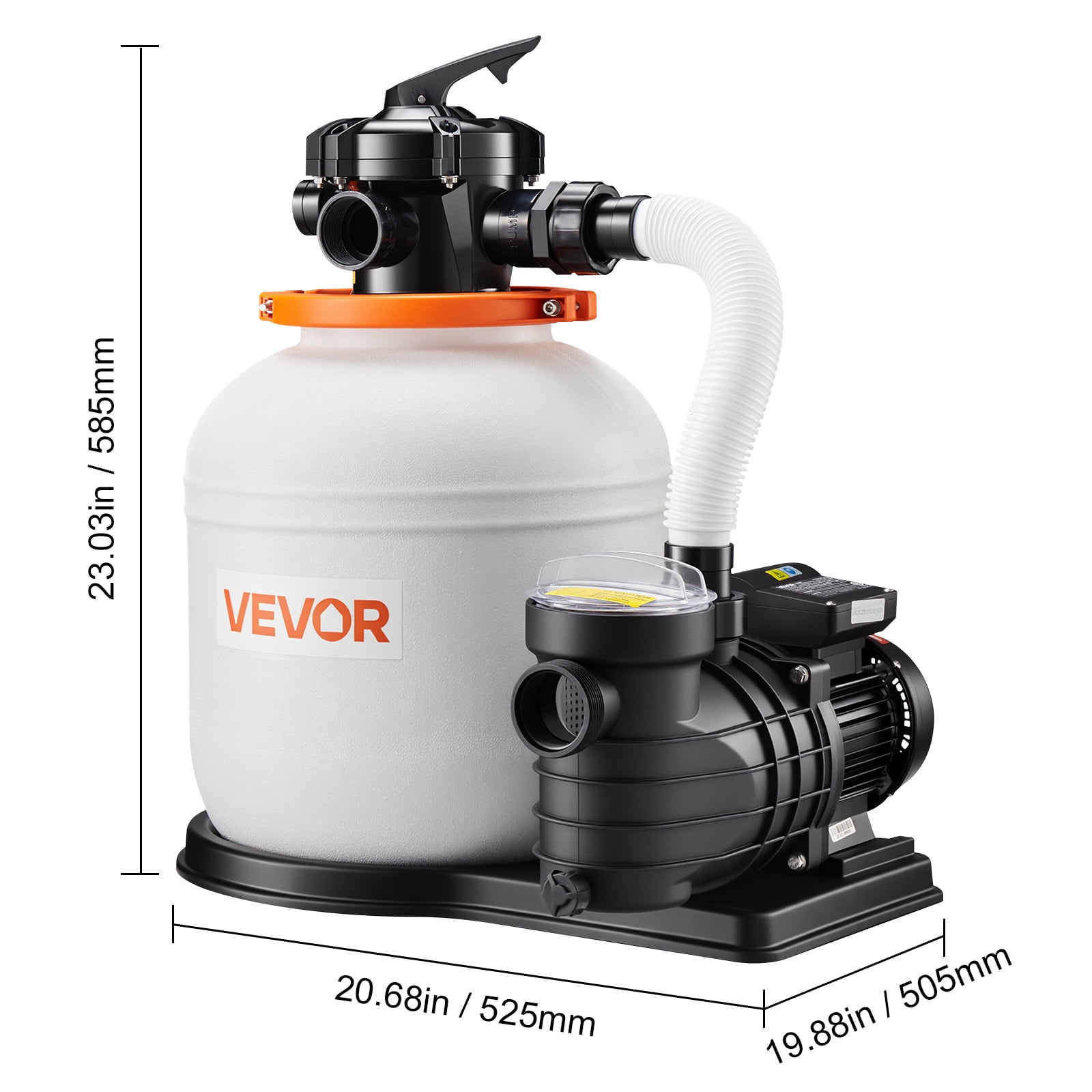 VEVOR FlashPure 14" Sand Filter Pump for Above Ground Pool, 0.75 HP 3500 GPH Pool Filter System with 24H Timer, 6X Faster Filtration with Filter Balls, Pre-Installed Media,Ready to Use